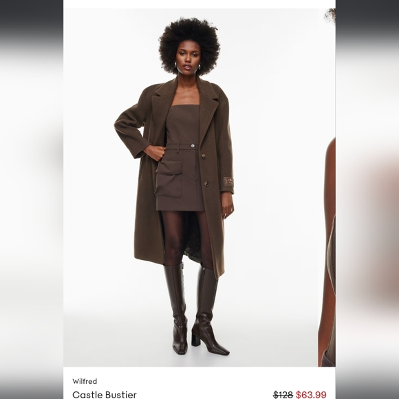 Aritzia Wilfred Castle Bustier, softly structured strapless bustier, mocha brown - Picture 9 of 12